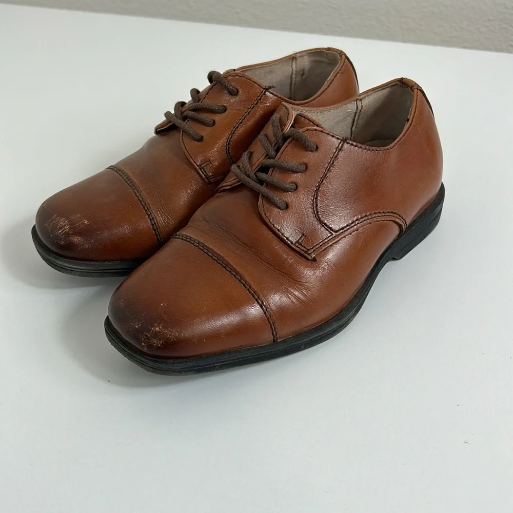 Florsheim Kids Reveal Cap Toe Ox, Jr. Toddler Cognac Leather Boys Size 10M